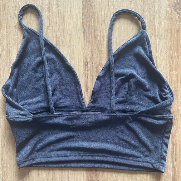 Urban Outfitters Navy Blue Glitter Triangle Top - Picture 2 of 3